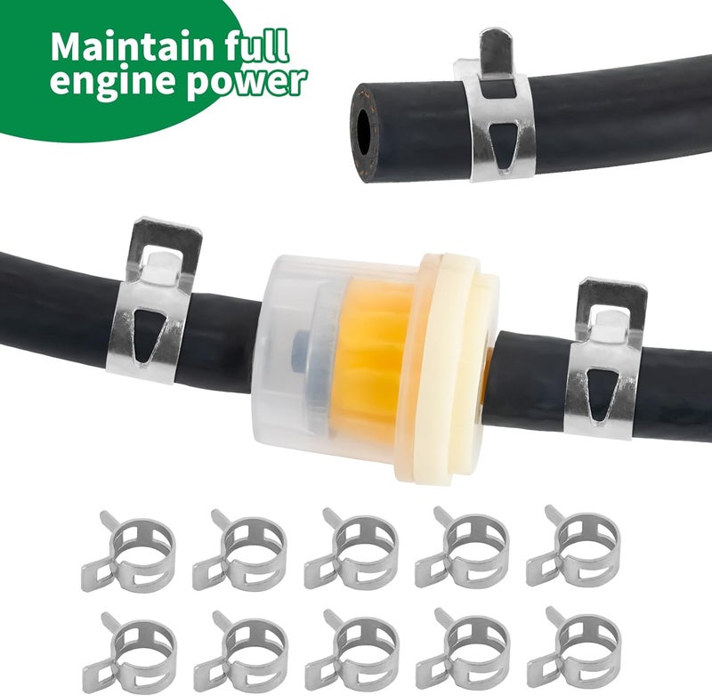 wyevee 1/4 inch- 2m/6 Feet Gas Fuel Line Hose with 10 Clamps, 2 in Line Fuel Valves and 2 Filters Kit, Suitable for Lawn Mowers, Cultivators, Tractors, Snow Blowers, Motorcycles and Most Small Engines - Image 4